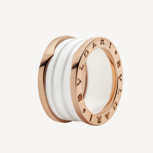 [Star Jewelry]ZERO 1 FOUR-BAND LOOPS AND WHITE CERAMIC SPIRAL PINK GOLD RING