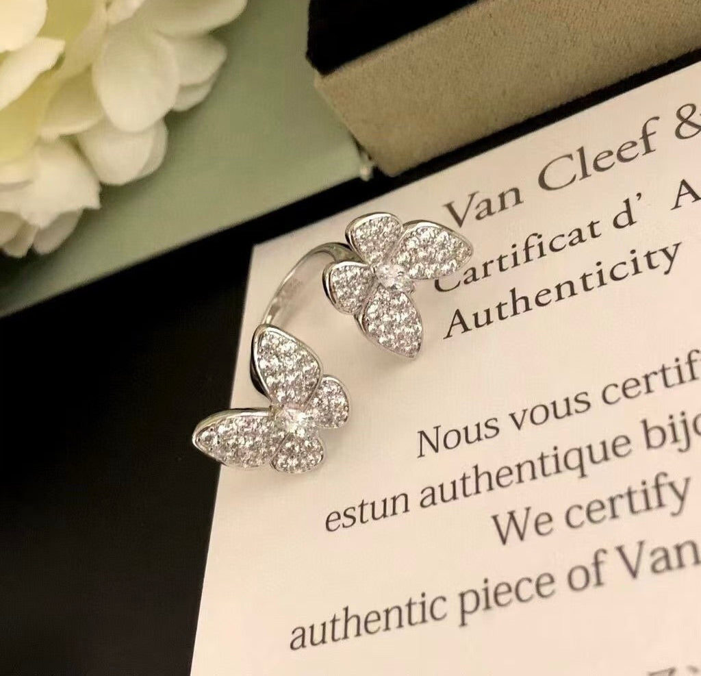[Star Jewelry]TWIN SILVER BUTTERFLY DIAMOND RING