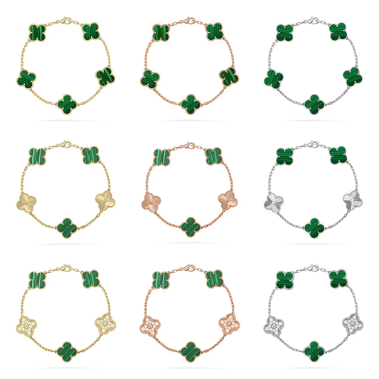 [Star Jewelry] CLOVER 5 MOTIF MALACHITE BRACELET COLLECTION
