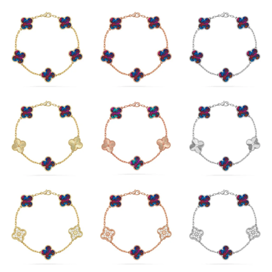 [Star Jewelry]CLOVER 5 MOTIF COLOR GEMSTONES BRACELET COLLECTION