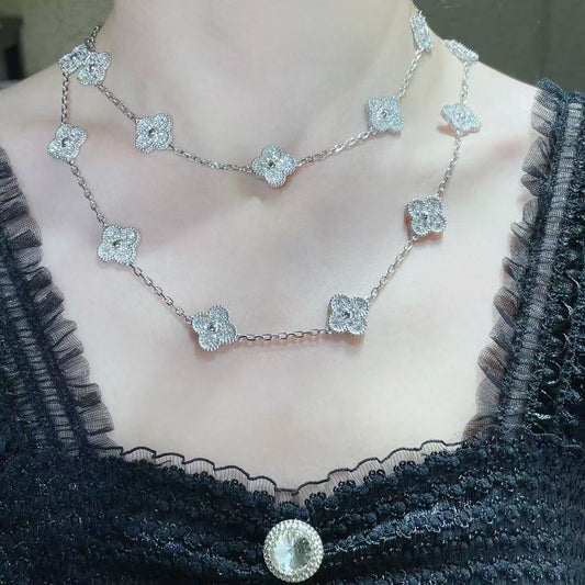 [Star Jewelry]CLOVER 20 MOTIFS FULL-DIAMOND NECKLACE