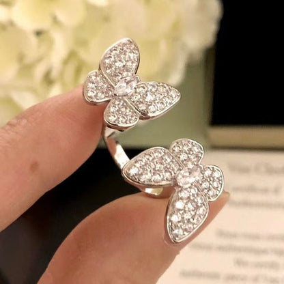 [Star Jewelry]TWIN SILVER BUTTERFLY DIAMOND RING