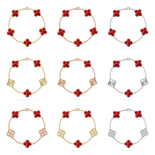 [Star Jewelry]CLOVER 5 MOTIF RED PATTERN BRACELET COLLECTION