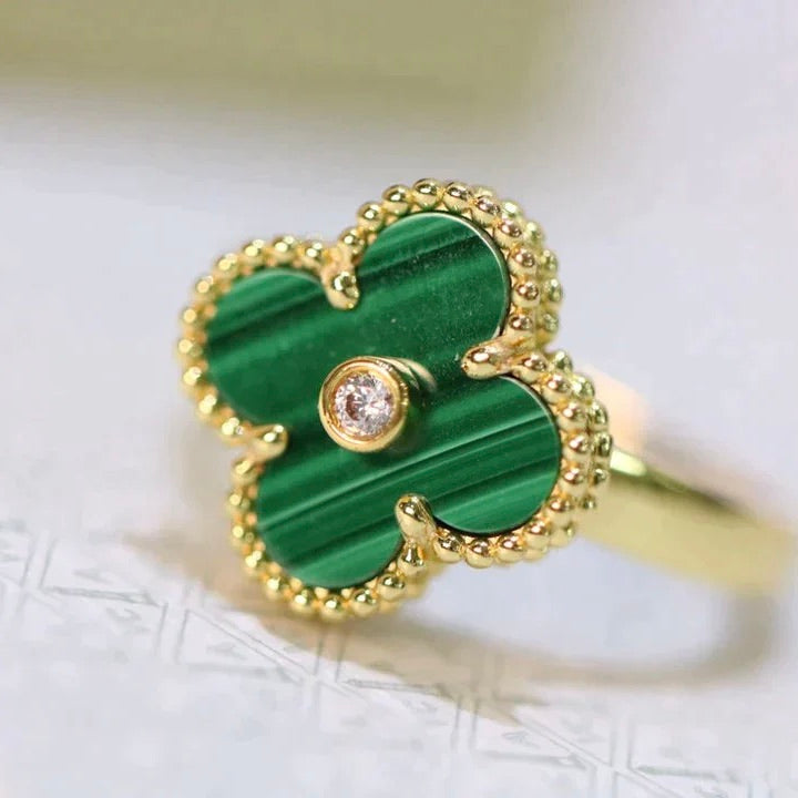[Star Jewelry]CLOVER MALACHITE RING GOLD DIAMOND