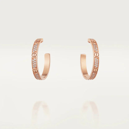 [Star Jewelry]LOVE DIAMOND PINK GOLD HOOP EARRINGS