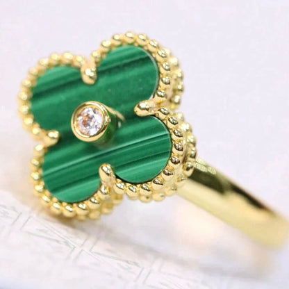 [Star Jewelry]CLOVER MALACHITE RING GOLD DIAMOND