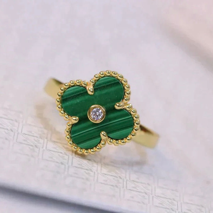[Star Jewelry]CLOVER MALACHITE RING GOLD DIAMOND