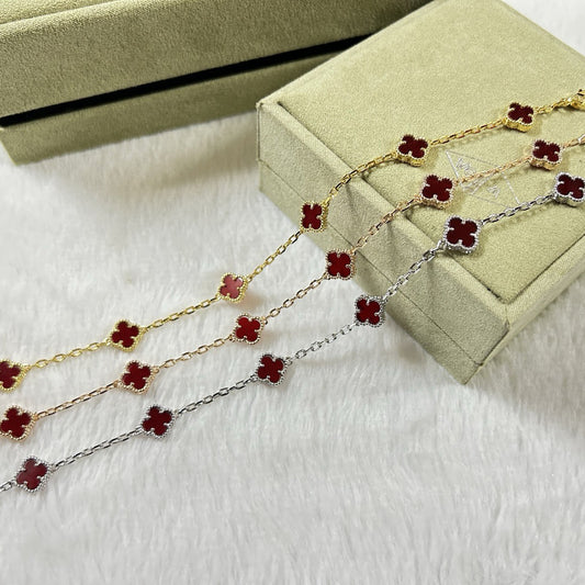 [Star Jewelry]CLOVER 6 MOTIF RED AGATE BRACELET