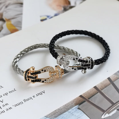 [Star Jewelry]FORCE LARGE HORSESHOE BLACK WHITE DIAMOND BRACELET ROSE GOLD