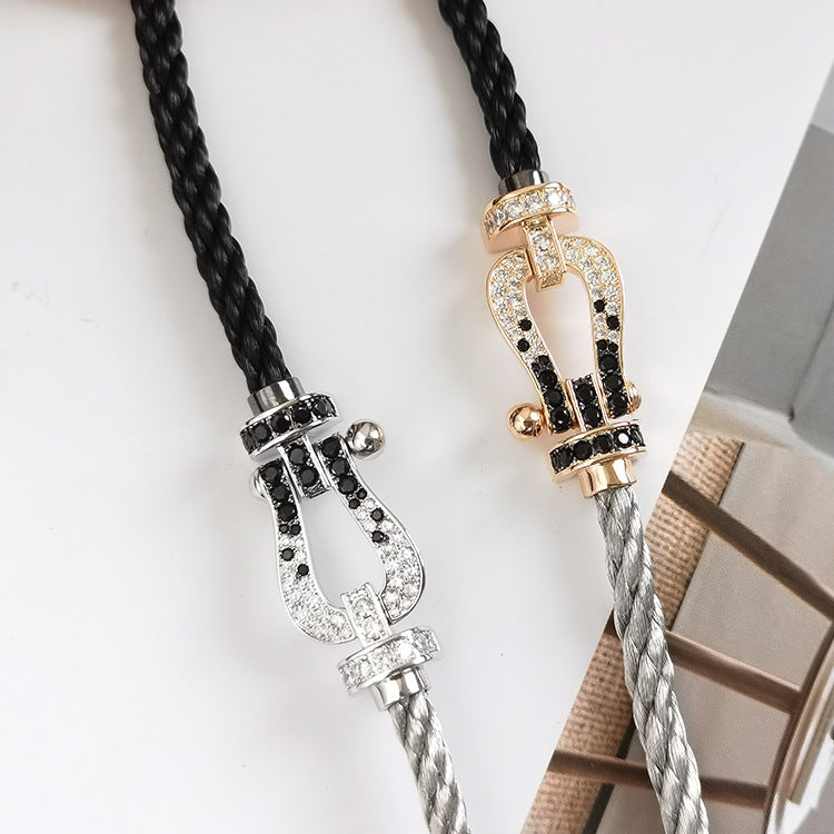 [Star Jewelry]FORCE LARGE HORSESHOE BLACK WHITE DIAMOND BRACELET ROSE GOLD