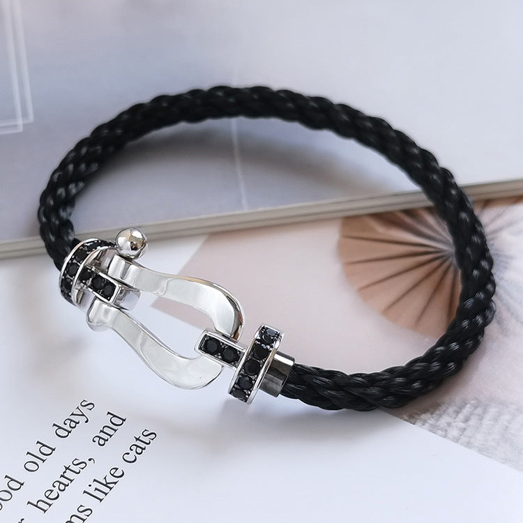 [Star Jewelry]FORCE LARGE HORSESHOE BLACK DIAMOND BRACELET SILVER