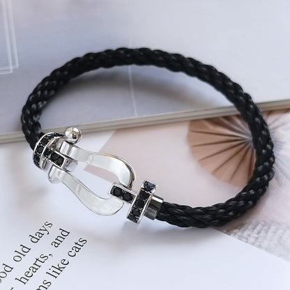 [Star Jewelry]FORCE LARGE HORSESHOE BLACK DIAMOND BRACELET SILVER