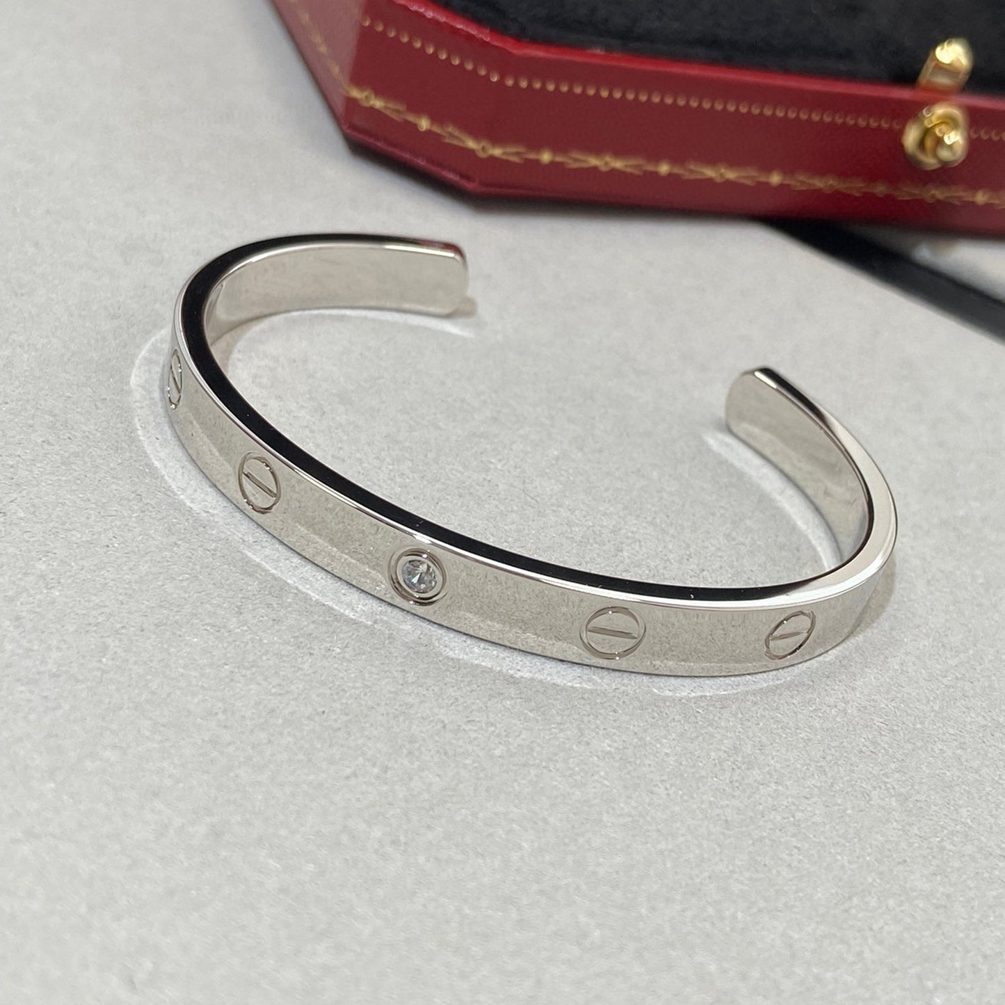 [Star Jewelry]LOVE BRACELET 6.1MM 1 DIAMOND OPEN CUFF