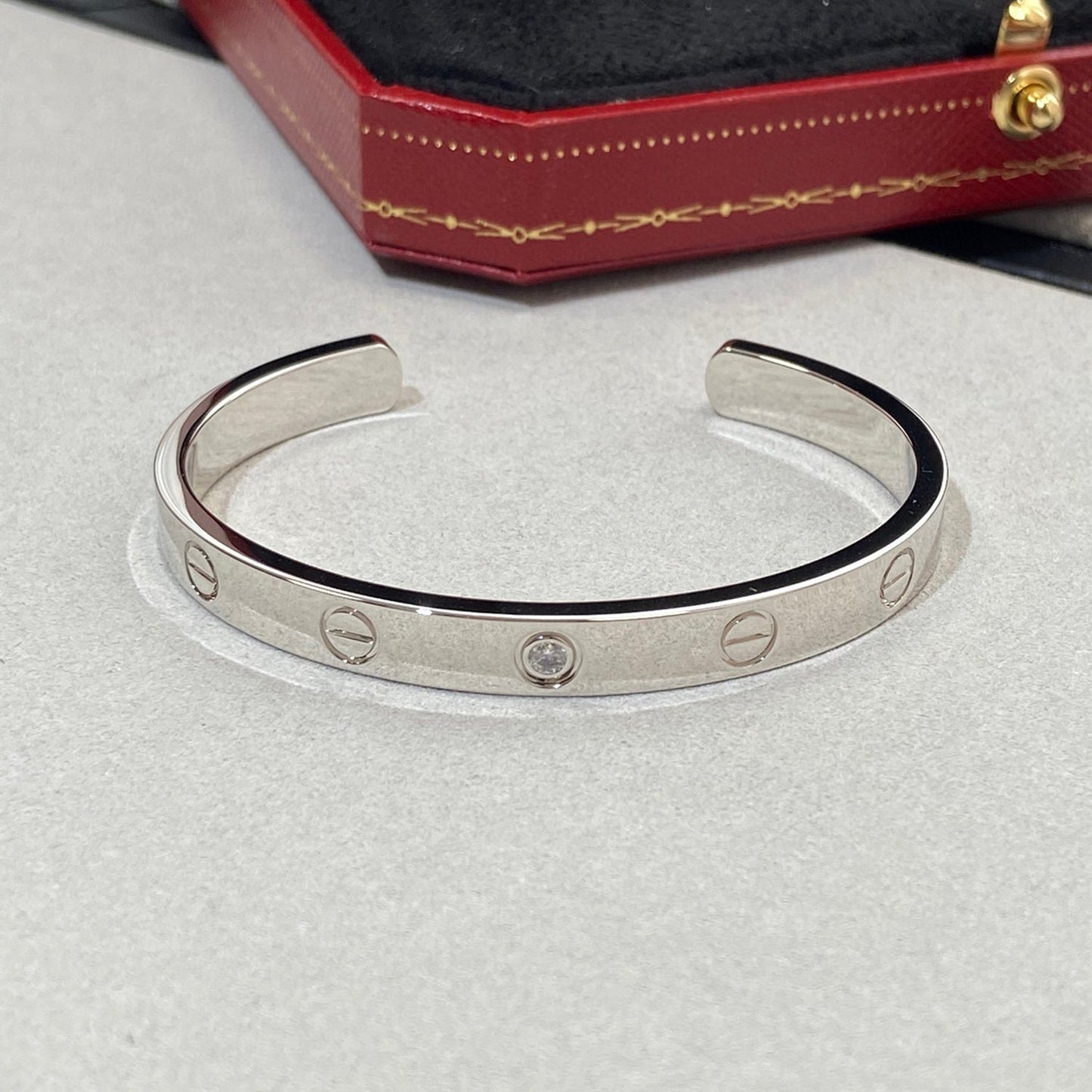 [Star Jewelry]LOVE BRACELET 6.1MM 1 DIAMOND OPEN CUFF