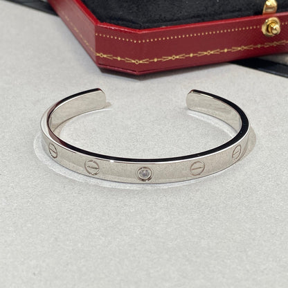 [Star Jewelry]LOVE BRACELET 6.1MM 1 DIAMOND OPEN CUFF