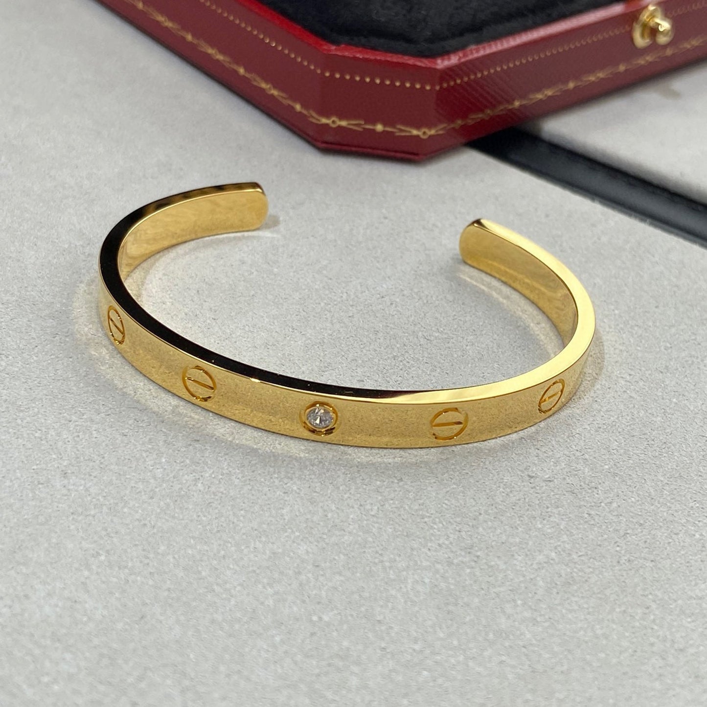 [Star Jewelry]LOVE BRACELET 6.1MM 1 DIAMOND OPEN CUFF