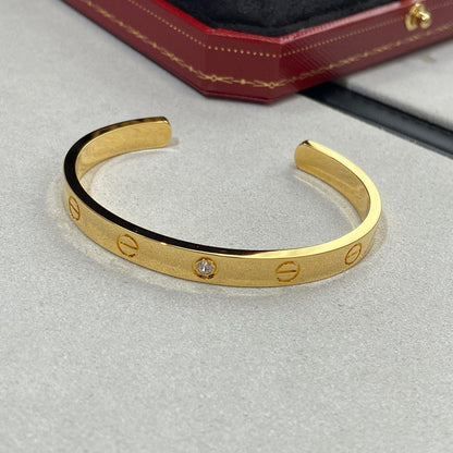 [Star Jewelry]LOVE BRACELET 6.1MM 1 DIAMOND OPEN CUFF