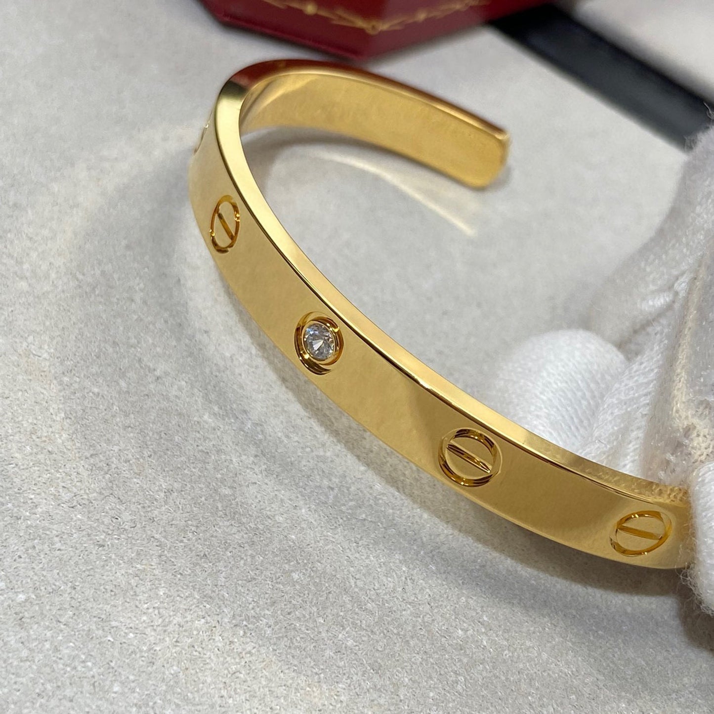 [Star Jewelry]LOVE BRACELET 6.1MM 1 DIAMOND OPEN CUFF