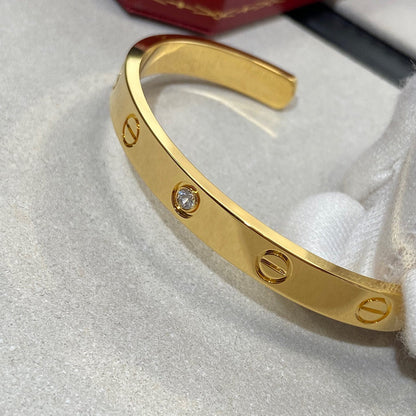 [Star Jewelry]LOVE BRACELET 6.1MM 1 DIAMOND OPEN CUFF