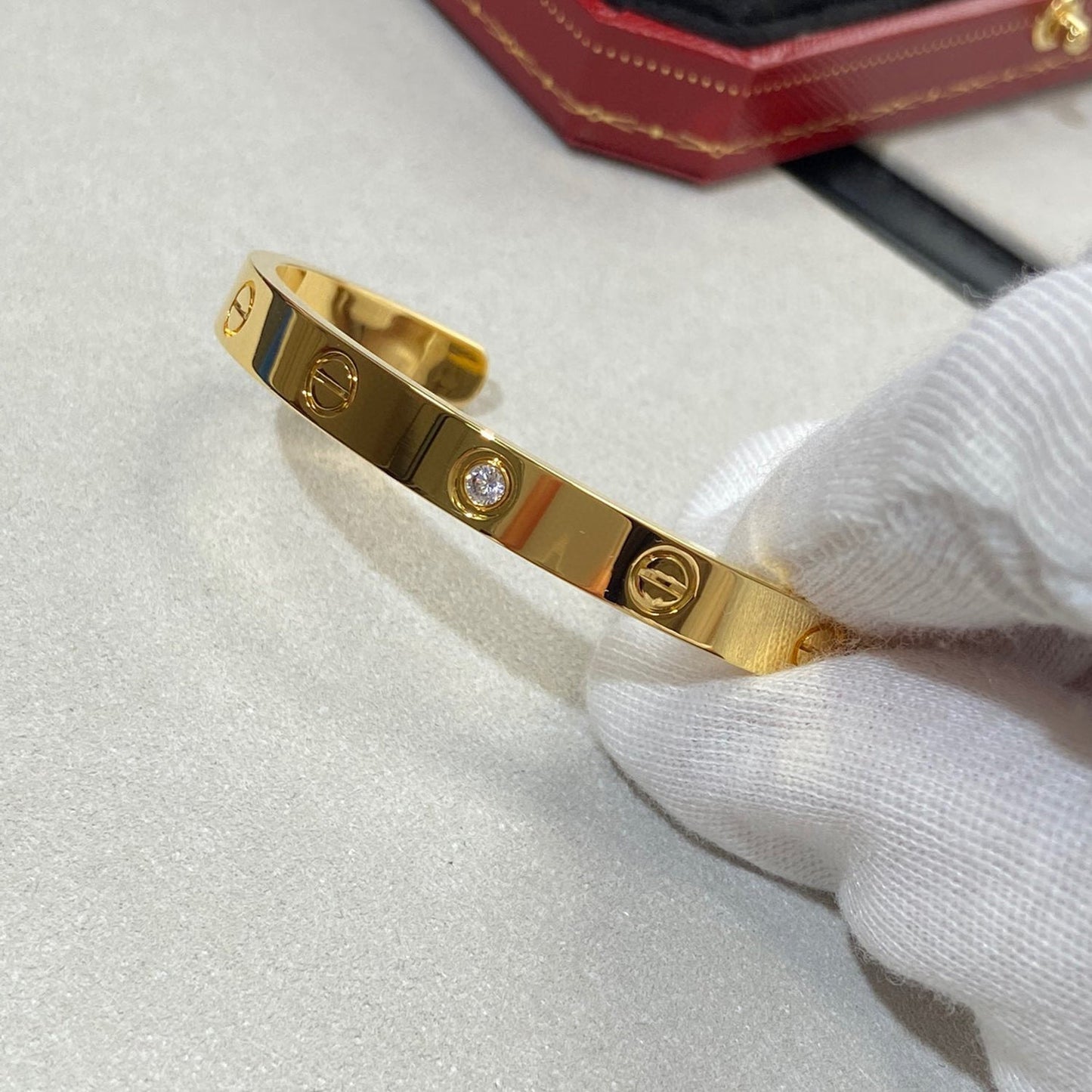[Star Jewelry]LOVE BRACELET 6.1MM 1 DIAMOND OPEN CUFF