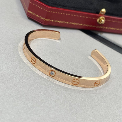 [Star Jewelry]LOVE BRACELET 6.1MM 1 DIAMOND OPEN CUFF