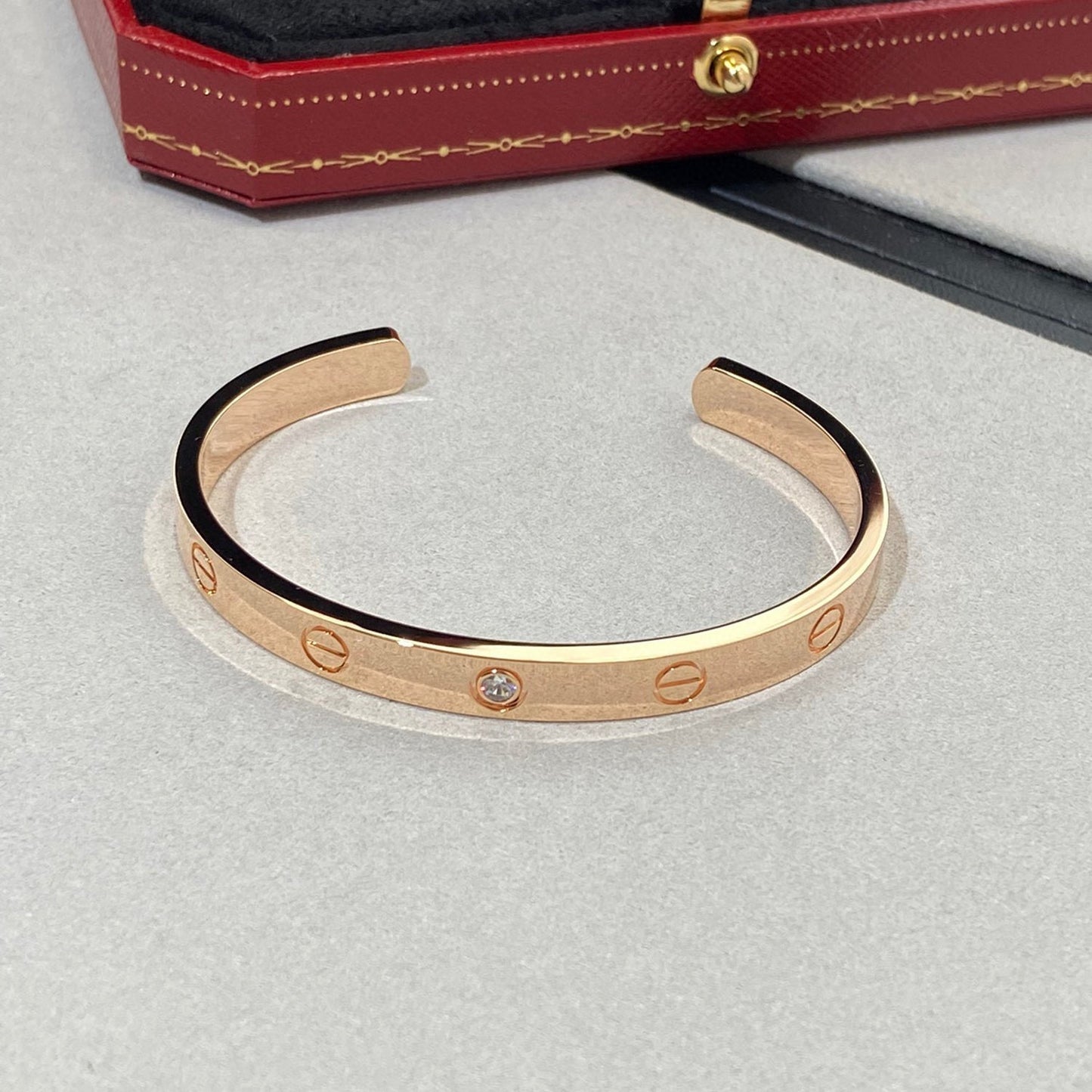 [Star Jewelry]LOVE BRACELET 6.1MM 1 DIAMOND OPEN CUFF
