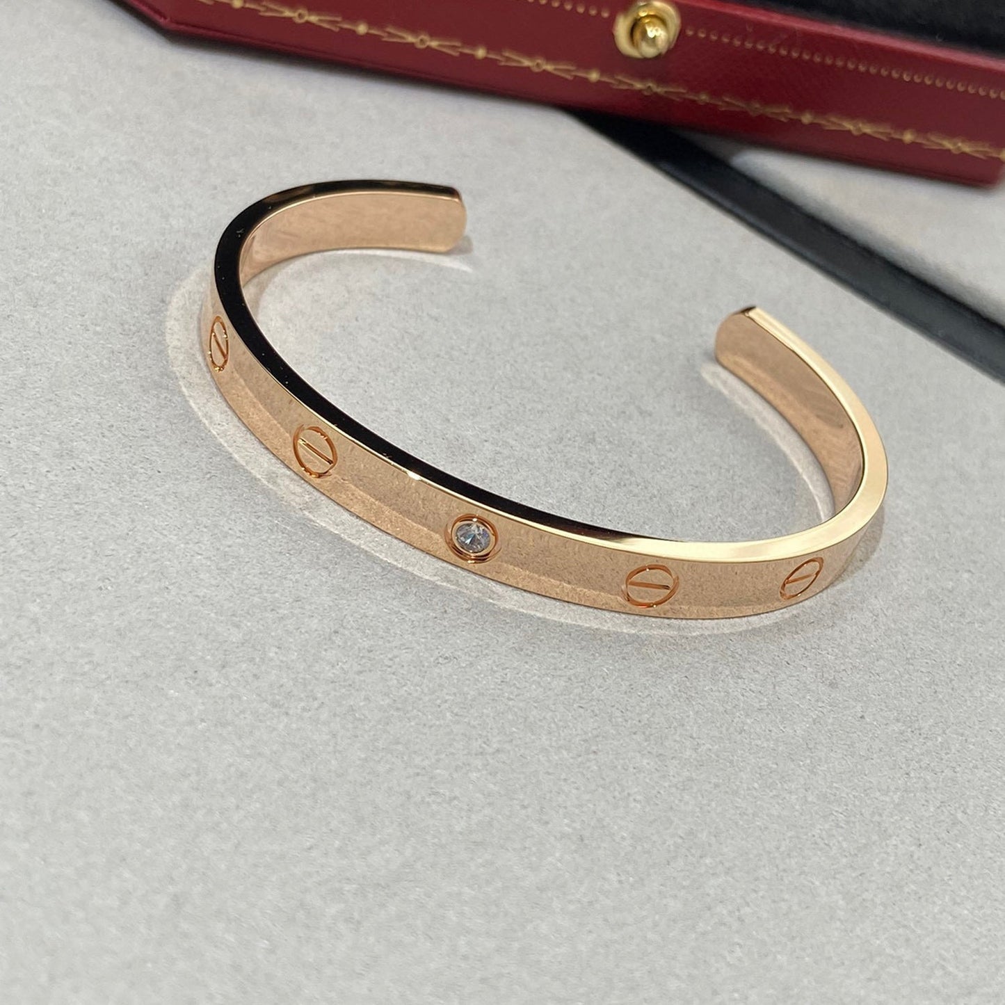 [Star Jewelry]LOVE BRACELET 6.1MM 1 DIAMOND OPEN CUFF