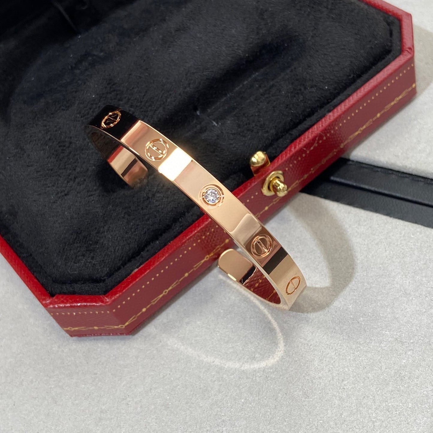 [Star Jewelry]LOVE BRACELET 6.1MM 1 DIAMOND OPEN CUFF