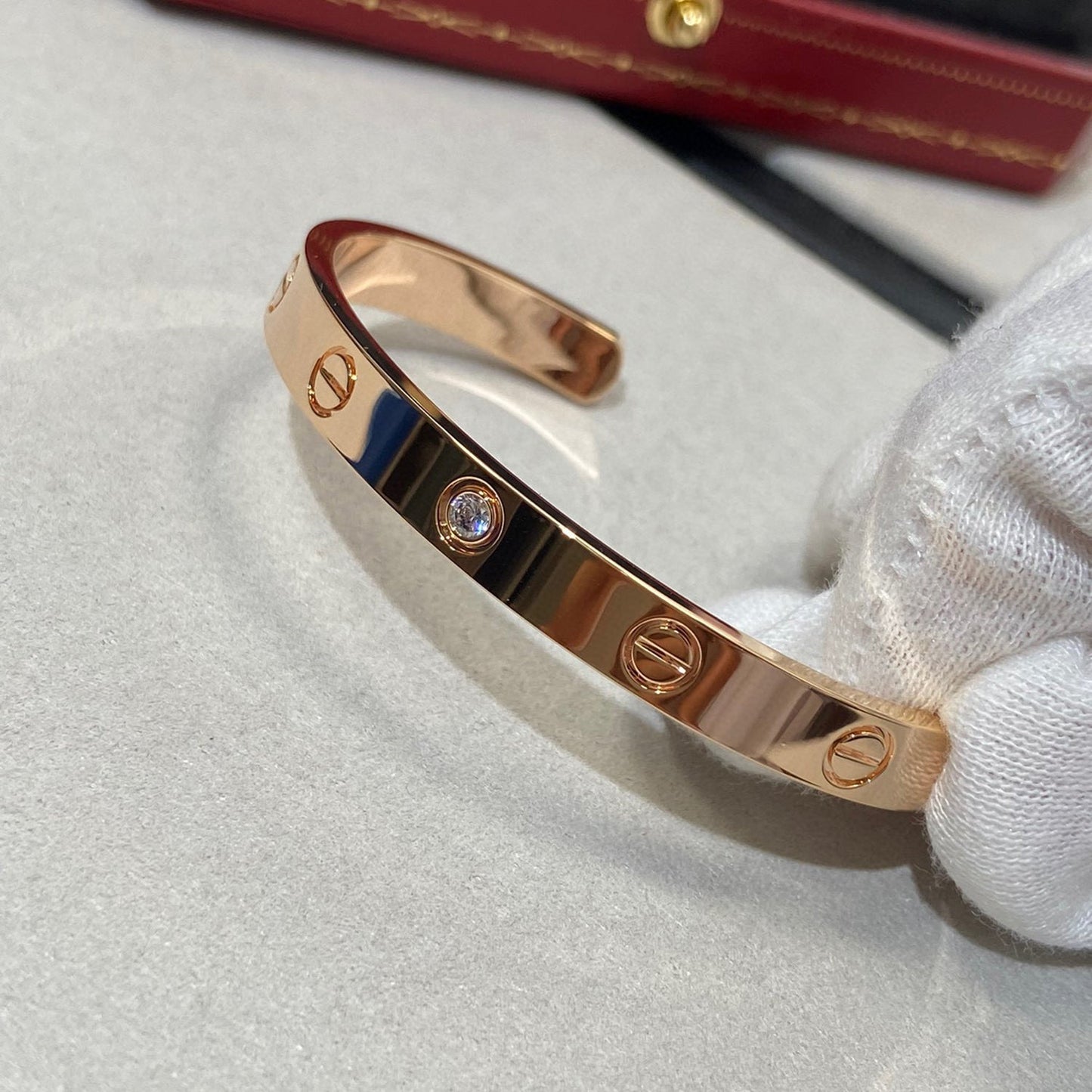 [Star Jewelry]LOVE BRACELET 6.1MM 1 DIAMOND OPEN CUFF