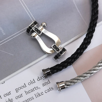 [Star Jewelry]FORCE LARGE HORSESHOE BLACK DIAMOND BRACELET SILVER