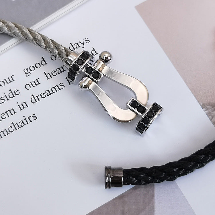 [Star Jewelry]FORCE LARGE HORSESHOE BLACK DIAMOND BRACELET SILVER
