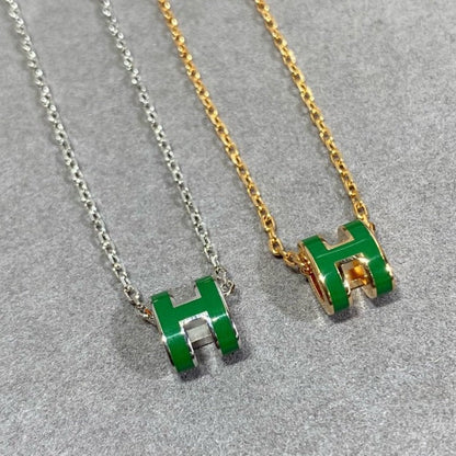 [Star Jewelry]POP H GREEN NECKLACE SILVER AND GOLD