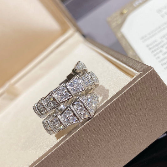 [Star Jewelry]SERPENTI DOUBLE RING SILVER DIAMOND PAVED