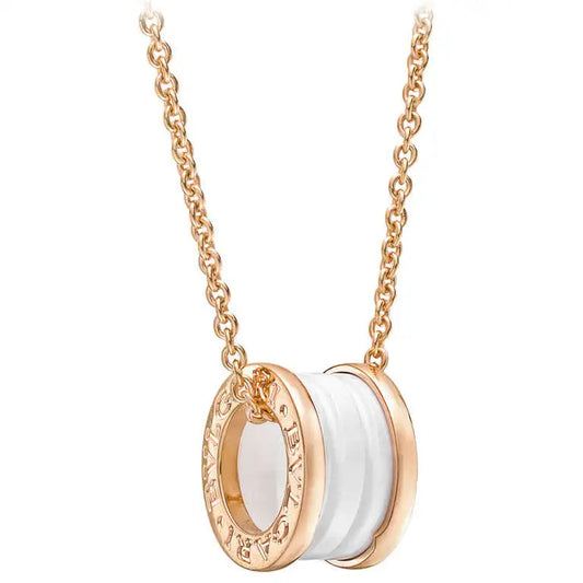 [Star Jewelry]ZERO 1 WHITE CERAMIC PINK GOLD DIAMOND NECKLACE