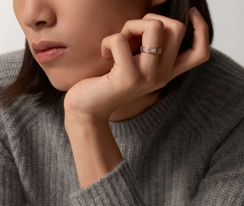[Star Jewelry]LOVE RING 4mm-wide full-diamond ring Rose Gold