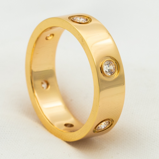 [Star Jewelry]LOVE RING 5.5MM 6 DIAMONDS PINK GOLD