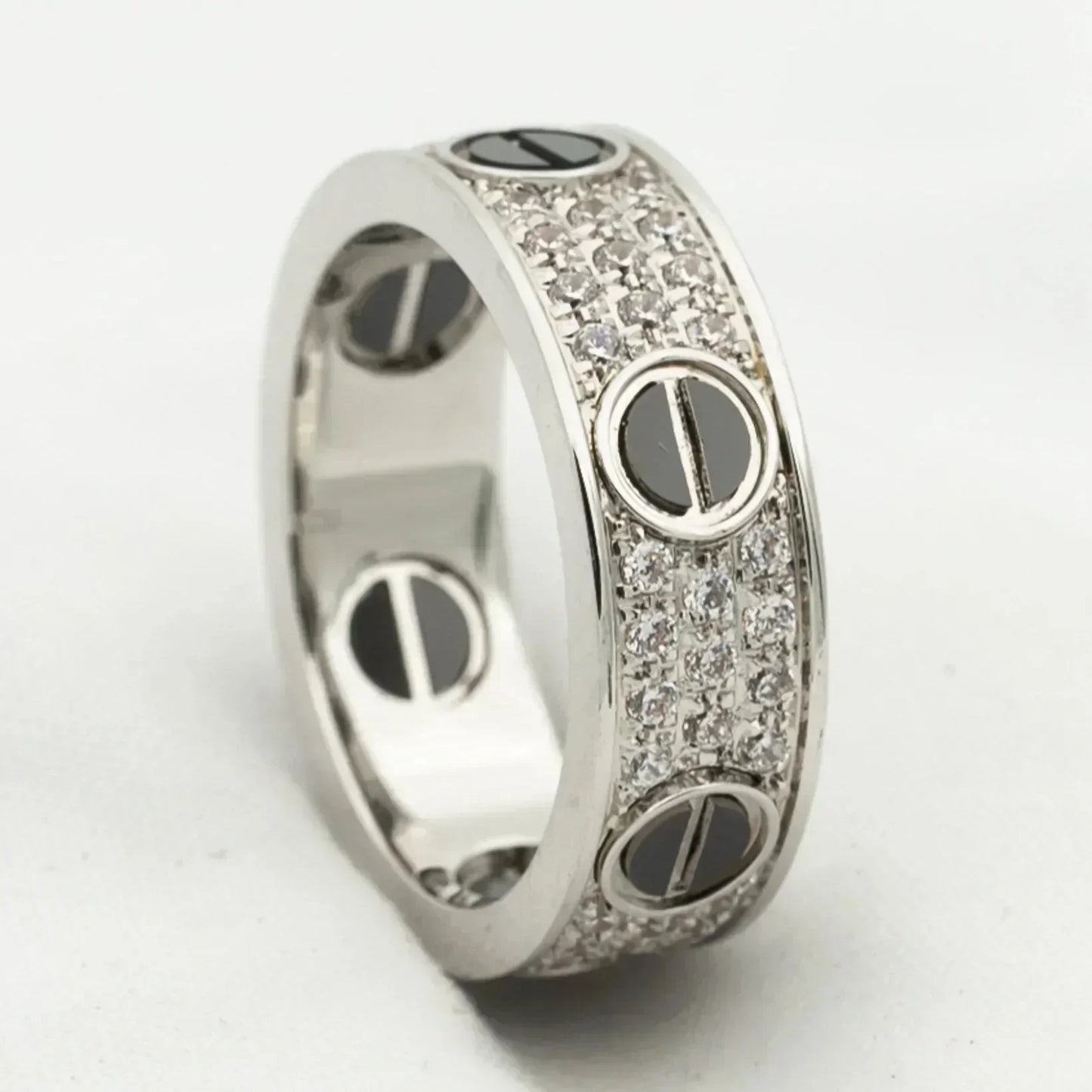 [Star Jewelry]LOVE RING 5.5MM DIAMONDS PAVED CERAMIC