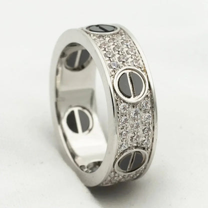 [Star Jewelry]LOVE RING 5.5MM DIAMONDS PAVED CERAMIC