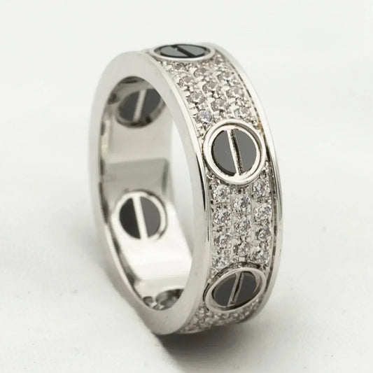 [Star Jewelry]LOVE RING 5.5MM DIAMONDS PAVED CERAMIC