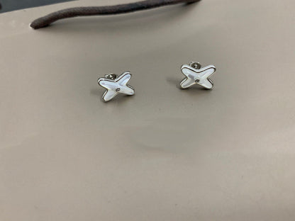 [Star Jewelry]JEUX DE WHITE MOP SILVER DIAMOND EARRINGS