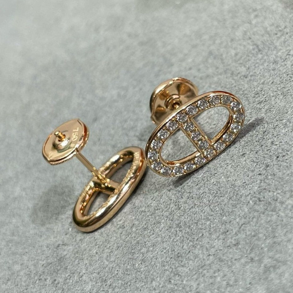 [Star Jewelry]HM FULL DIAMOND PIG NOSE STUD EARRINGS