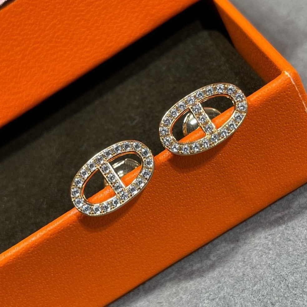 [Star Jewelry]HM FULL DIAMOND PIG NOSE STUD EARRINGS