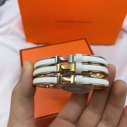 [Star Jewelry]CLASSIC HM CLIC WHITE 8MM ENAMEL BRACELET