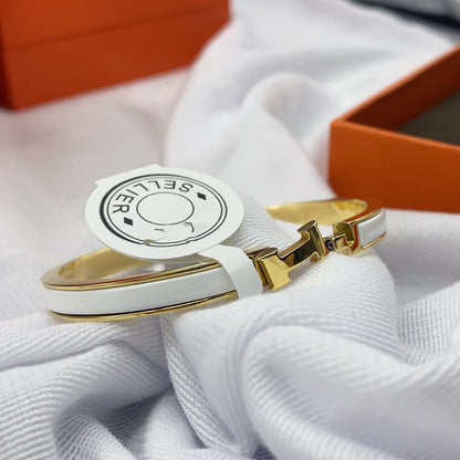 [Star Jewelry]CLASSIC HM CLIC WHITE 8MM ENAMEL BRACELET