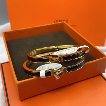 [Star Jewelry]CLASSIC HM CLIC BLACK 8MM ENAMEL BRACELET