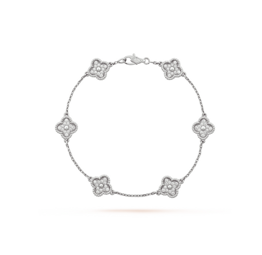 [Star Jewelry]CLOVER 6 MOTIF SILVER DIAMOND BRACELET