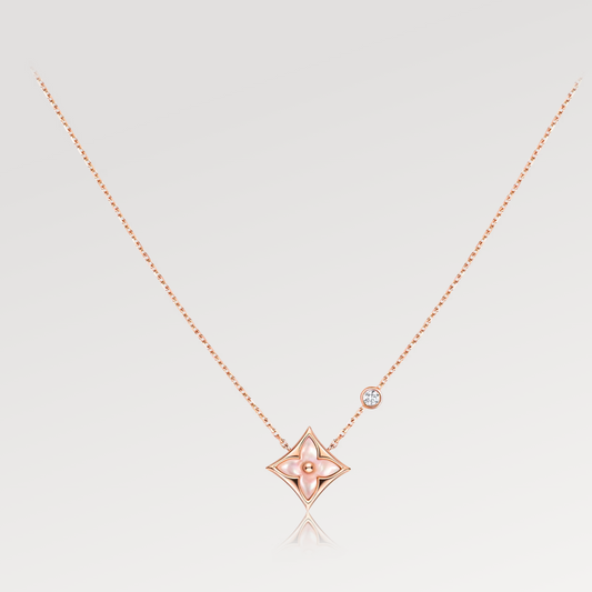 [Star Jewelry]STAR PINK MOP 1 DIAMOND PINK GOLD NECKLACE