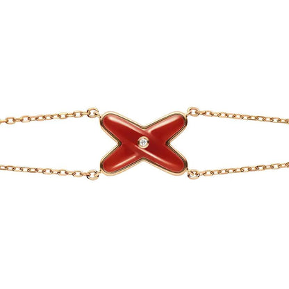 [Star Jewelry]JEUX BRACELET CARNELIAN PINK GOLD 1 DIAMOND