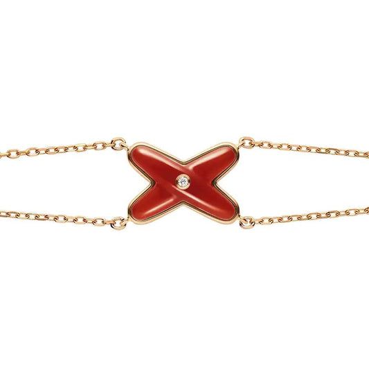 [Star Jewelry]JEUX BRACELET CARNELIAN PINK GOLD 1 DIAMOND