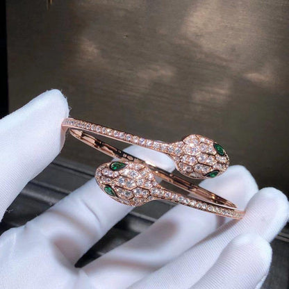 [Star Jewelry]SERPENTI BRACELET PINK GOLD MALACHITE DIAMOND DOUBLE SNAKE